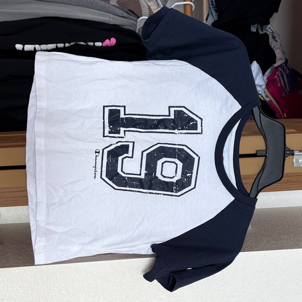 Champion Kids' White and Navy Graphic Tee